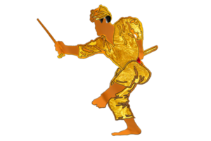 icon Malay warrior step dance with hold traditional weapon had curve balde png