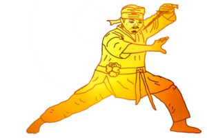 icon Malay warrior step dance with hold traditional weapon had curve balde png