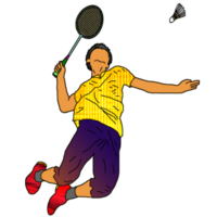 icono jugador bádminton haciendo aplastar técnica png