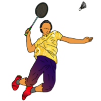 ícone jogador badminton fazendo esmagar técnica png