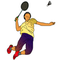 icoon speler badminton aan het doen verpletteren techniek png