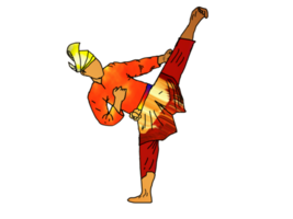 Malay Nusantara warrior doing step side kick png