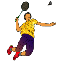 ícone jogador badminton fazendo esmagar técnica png