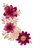 Marfil y borgoña flores, hojas, Clásico pastel crema antecedentes png