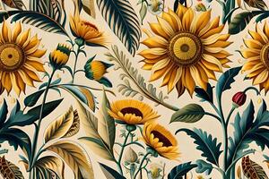 beautiful sunflowers repeating pattern photo