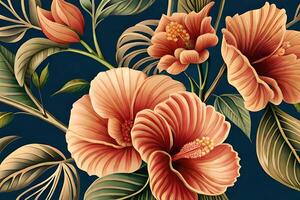 hibiscus seamless floral pattern photo