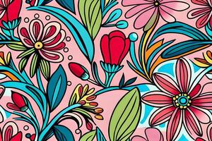 Beautiful flowers repeating pattern photo