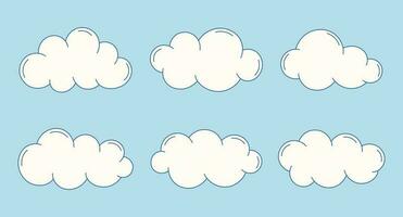 Set of simple cartoon clouds. Abstract white cloud symbols in flat style. vector