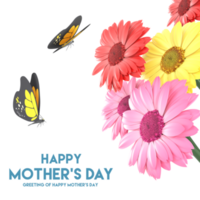 3D Rendering Flowers With Butterflies For Mother's Day png