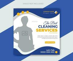 Cleaning service square flyer social media post or web banner template vector