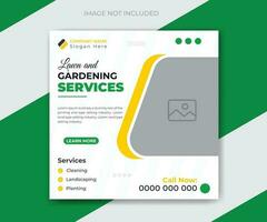 Lawn and gardening services social media post or timeline banner template vector