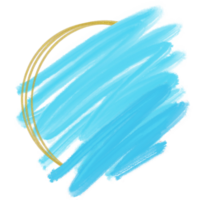 abstrakt blå cirkel vattenfärg stänk måla färga bakgrund cirkel med gyllene ram, png