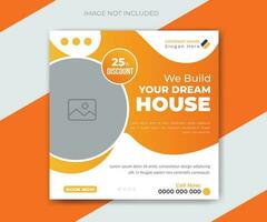 Construction renovation home repair social media post template vector