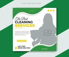 Cleaning service square flyer social media post or web banner template vector