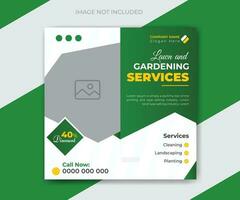 Lawn and gardening services social media post or timeline banner template vector