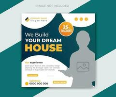 Construction and house renovation web banner design template vector