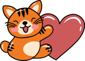 tigre dessin animé mignonne pour valentines journée png