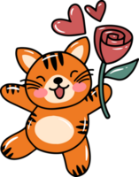 tigre dessin animé mignonne pour valentines journée png