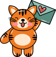 tigre dessin animé mignonne pour valentines journée png