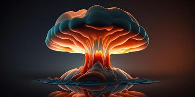 . . Illustration of huge atomic mushroom explosion. Scary catastrophe vibe. Graphic Art photo