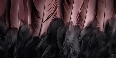 . . Photo realistic black feathers pattern background texture. Ellegant aesthetics luxury vibe. Graphic Art