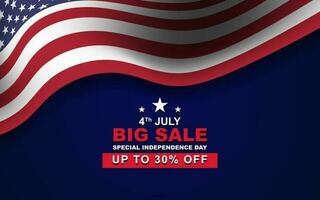 Happy American independence day on 4th of July, Independence day sale banner layout design vector