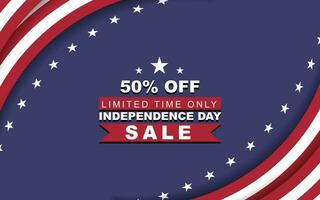 American independence day special discount banner on 4th of july, discount promotion advertising banner with american flag frame vector