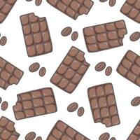 Chocolate bars and coffee beans seamless pattern vector