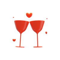 3D Render of Toast Cocktail Glass With Hearts. png