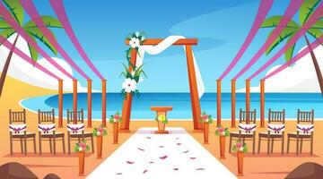 Beautiful Wedding Decoration on the Beach vector