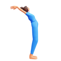 3d giovane signora praticante yoga. png