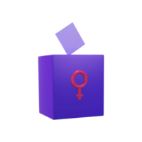 3D Render of Female Voting Box With Paper. png