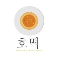 Hotteok served on a plate Logo Illustration vector