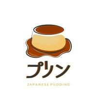 Delicious Purin Japanese Custard Pudding Illustration Logo vector