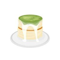 logo ilustración vector japonés soufflé tortita matcha verde té sabor