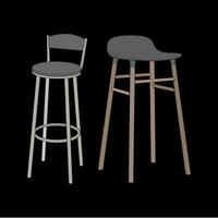 Set off Bar stool perfect coloring vector . Vector art customizable illustration. Night club, drinking establishment, pub furniture. Vector isolated drawing art.