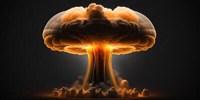 . . Illustration of huge atomic mushroom explosion. Scary catastrophe vibe. Graphic Art photo