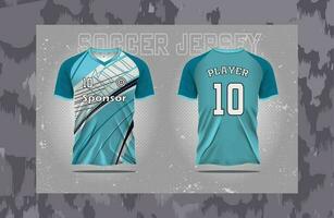 Modern Soccer jersey football sport t shirt design suitable for racing, soccer, gaming and e sports Free Vector and double-sided mockup
