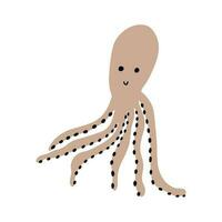 Octopus Character sea animal on deep background. Wild life illustration. Underwear world. Vector illustration.