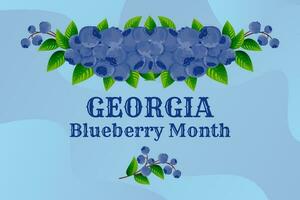 Commemorate Georgia Blueberry Month in June with this vector illustration of a background filled with blueberry leaves and berries.