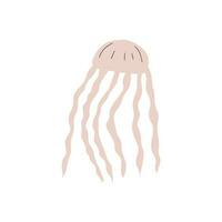 Jellyfish Character sea animal on deep background. Wild life illustration. Vector illustration.