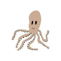 Octopus Character sea animal on deep background. Wild life illustration. Underwear world. Vector illustration.