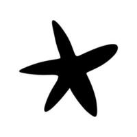 Starfish. Black silhouette. Atlantic star. Marine Animal Vector illustration on white background.