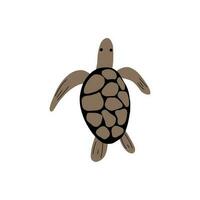 Turtle Character sea animal on deep background. Wild life illustration. Underwear world. Vector illustration.