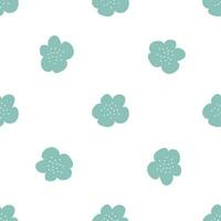 Floral seamless vector pattern with flowers. Spring flora. Simple hand-drawn kids style. Pretty ditsy for fabric, textile, wallpaper. Digital paper in white background