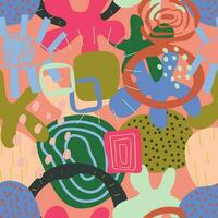Abstract seamless pattern with doodle freeform shapes for wallpaper design. Geometric shape. Minimalist style vector print