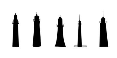 Lighthouse. Coastline architecture building. Beacons with window. Vector illustration