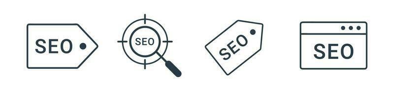 seo icono colocar. buscar motor mejoramiento, negocio, marketing, objetivo, clasificación, tráfico línea icono vector