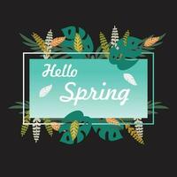 Hello spring frame with colorfull leaves ilustration vector