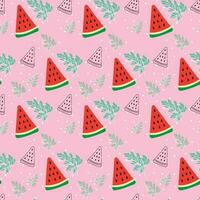 Seamless watermelon pattern with pastel background color vector